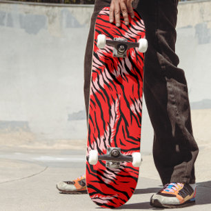 Skateboard Diseño de patrón de piel de animal de tigre rojo