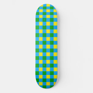 Skateboard Diseño de patrón de placa de cheque amarillo verde