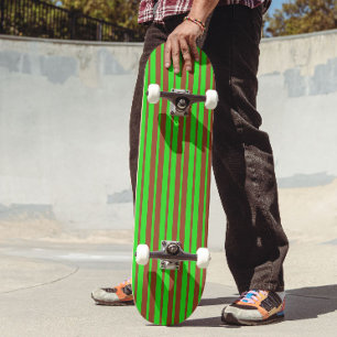 Skateboard Diseño de patrón de rayas elegante marrón verde