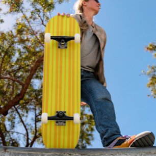 Skateboard Diseño de Patrón de Rayas Elegantes Amarillas