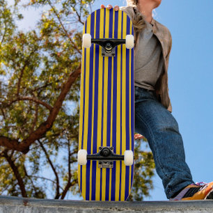 Skateboard Diseño de patrón de rayas elegantes azul amarillo
