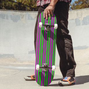 Skateboard Diseño de Patrón de Rayas Elegantes Morado Verde 