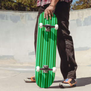 Skateboard Diseño de Patrón de Rayas Elegantes Verdes Lindas