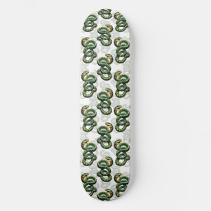 Skateboard Diseño de patrón de serpientes - Blanco