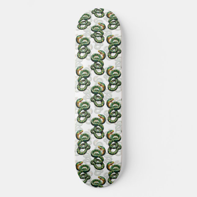 Skateboard Diseño de patrón de serpientes - Blanco (Anverso)