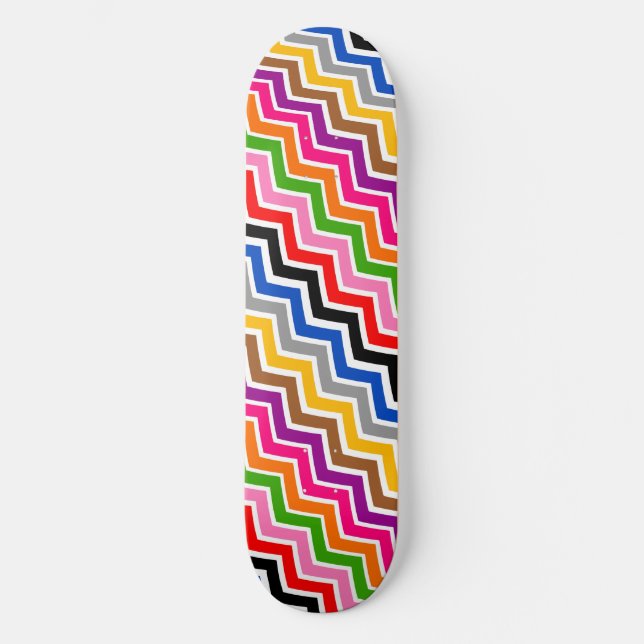 Skateboard Diseño de patrones de chequeo de zigzag multicolor (Anverso)