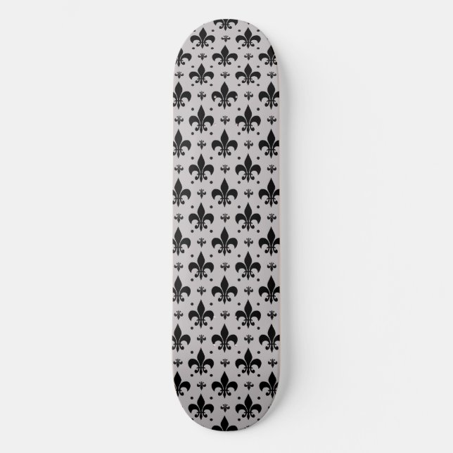 Skateboard Diseño de patrones de flor de fondo gris de lis (Anverso)