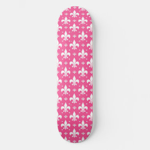Skateboard Diseño de patrones de flor de fondo rosado