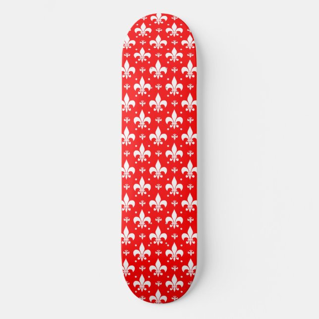 Skateboard Diseño de patrones de flor rojo de lis (Anverso)