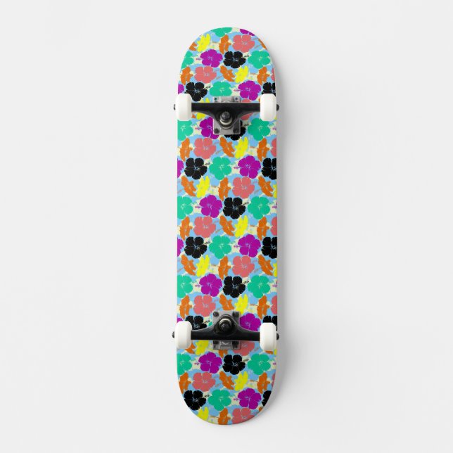 Skateboard diseño de patrones de flores coloridos (Anverso)