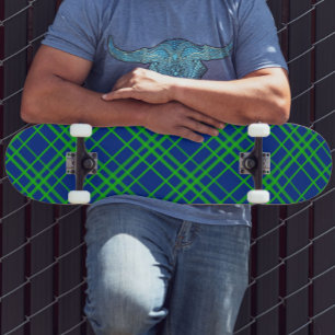 Skateboard Diseño De Patrones De Placas De Tartán Verde Sobre
