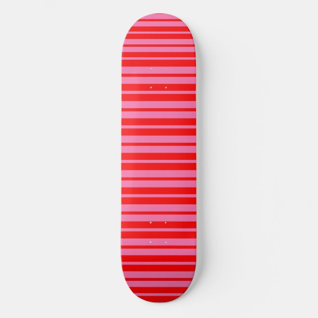 Skateboard Diseño de patrones de rayas estilizadas rosadas (Anverso)