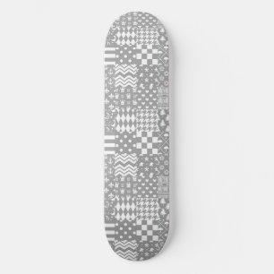 Skateboard Diseño de patrones mixtos de blanco gris