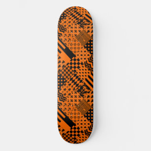 Skateboard Diseño de patrones mixtos de color negro naranja