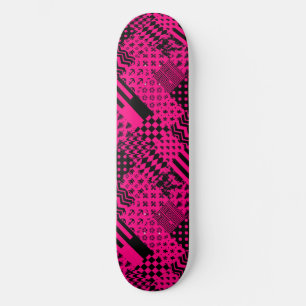 Skateboard Diseño de patrones mixtos rosados negros