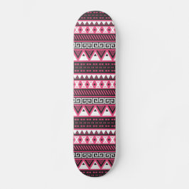 Skateboard Diseño de patrones tribales azteca rosa y negro
