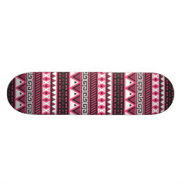 Skateboard Diseño de patrones tribales azteca rosa y negro