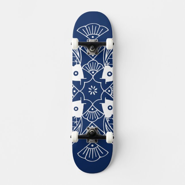 Skateboard Diseño de peces subacuáticos con fondo azul (Anverso)