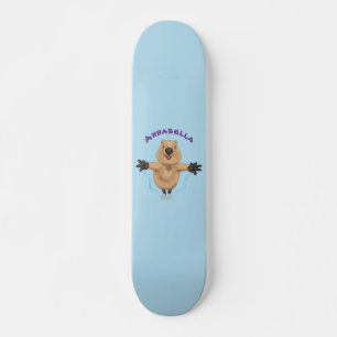 Skateboard Diseño de personalizados de quokka saltando feliz