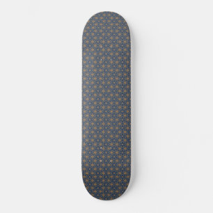 Skateboard Diseño de Petales azules y dorados