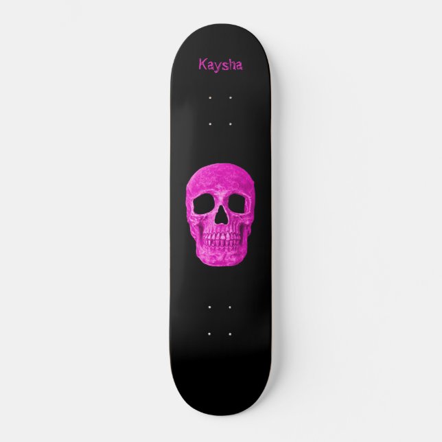 Skateboard Diseño de popart gótico neón rosado neón (Anverso)