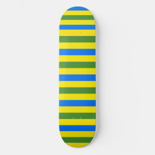 Skateboard Diseño de rayas azules verdes y amarillas