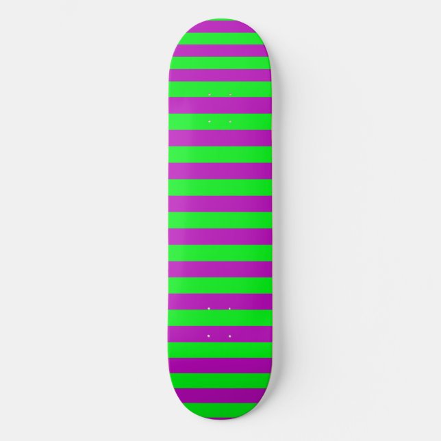 Skateboard Diseño de rayas moradas y verdes (Anverso)