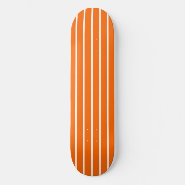 Skateboard Diseño de rayas naranjas y blancas (Anverso)