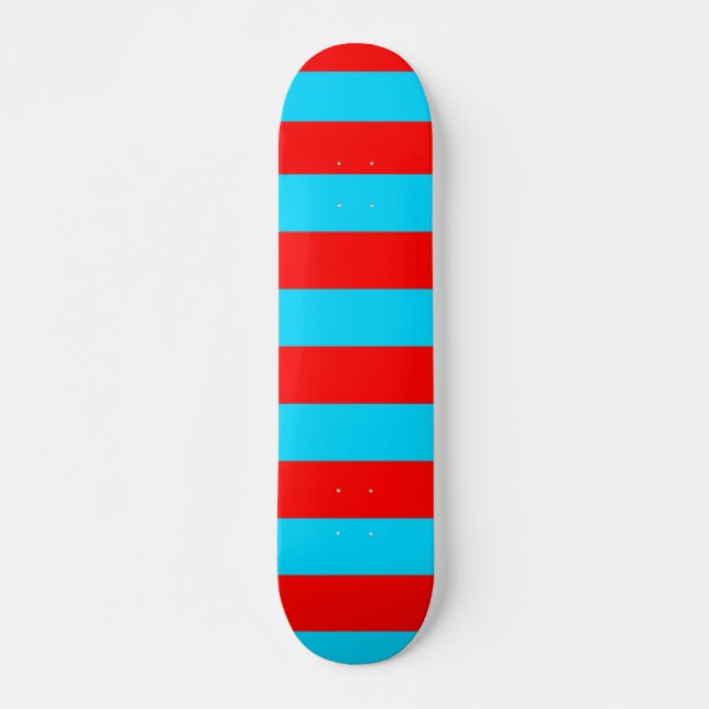 Skateboard Diseño de rayas rojas y azules (Anverso )