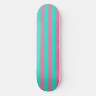 Skateboard Diseño de rayas verdes de tinta rosa
