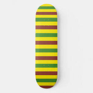 Skateboard Diseño de rayas verdes y amarillas marrones