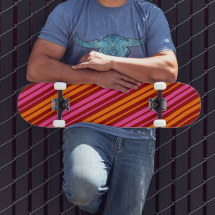 Skateboard Diseño de rayas verticales naranja rosa rojo
