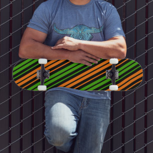 Skateboard Diseño de rayas verticales naranjas y verdes