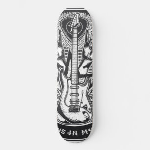 Skateboard Diseño de rock de guitarra