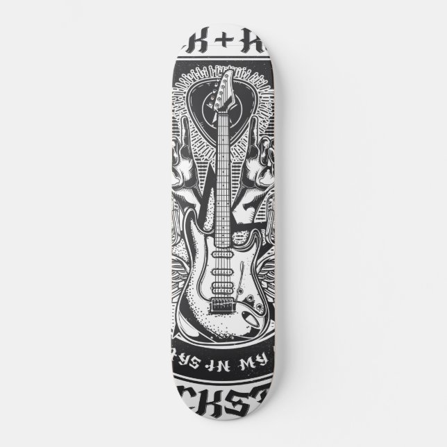 Skateboard Diseño de rock de guitarra (Anverso)