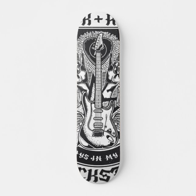Skateboard Diseño de rock de guitarra (Anverso )