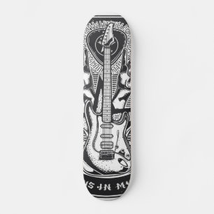 Skateboard Diseño de rock de guitarra