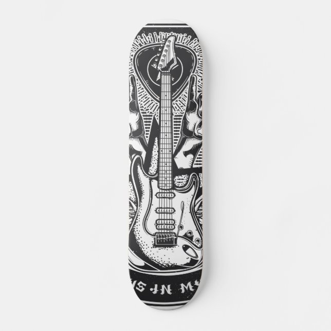 Skateboard Diseño de rock de guitarra (Anverso)
