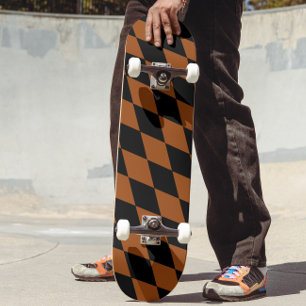 Skateboard Diseño de rombos de diamantes de cuadros marrones