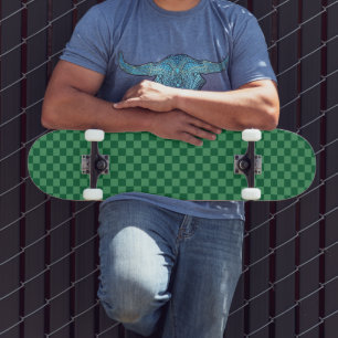 Skateboard Diseño de tablero de ajedrez verde elegante