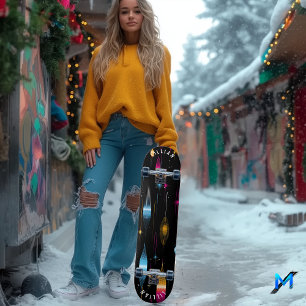 Skateboard Diseño de tablero de patinaje de color atómico ret