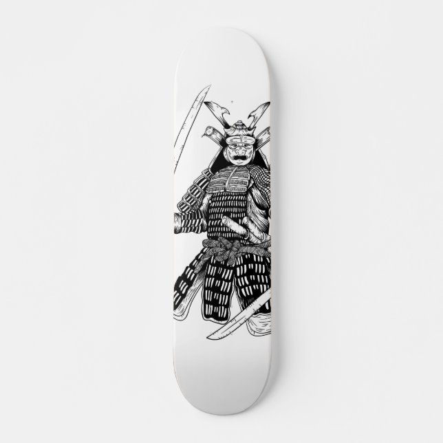 Skateboard Diseño de tatuaje de guerrero samurai japonés (Anverso )
