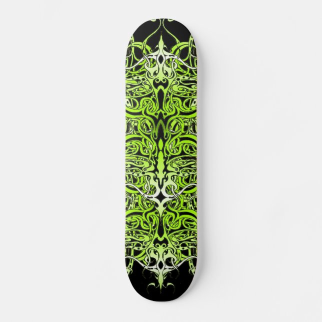 Skateboard Diseño de tatuaje tribal Personalizado verde (Anverso)
