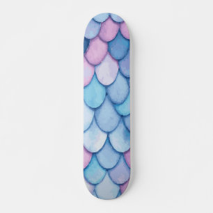 Skateboard Diseño de textura de escamas de sirena rosa y azul