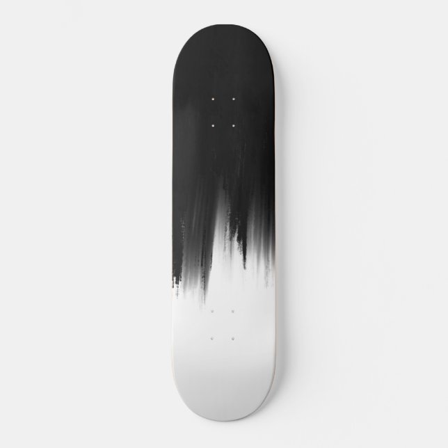 Skateboard Diseño de trazos modernos de pincel blanco negro (Anverso)