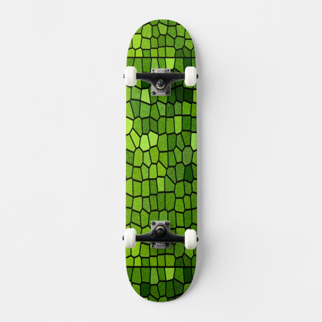 Skateboard Diseño de vidrio de manchas verdes (Anverso)