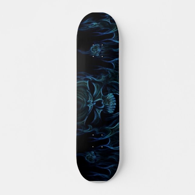 Skateboard Diseño del cráneo de la llama azul (Anverso )