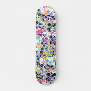 Skateboard Diseño del cráneo de pintura colorida  