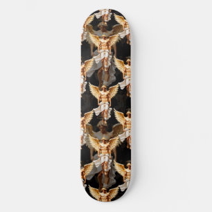 Skateboard Diseño del patrón de ángeles dorados celestes
