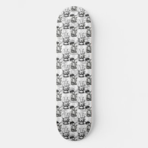 Skateboard Diseño del patrón de conejo de hongos minimalista